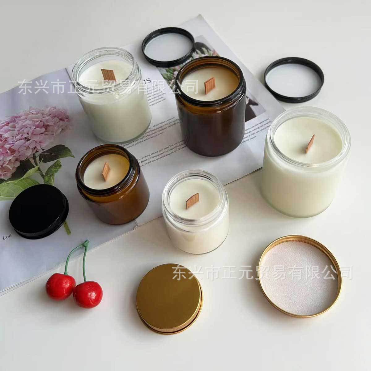 Scented Candle Jar Aroma Wood Wick Candle Handmade Soy Wax Blend Gift Candle