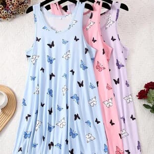 2026 Cross-Border European American Foreign Trade Amazon New Printed Homewear Women's Vest Dress Loose Sleepwear