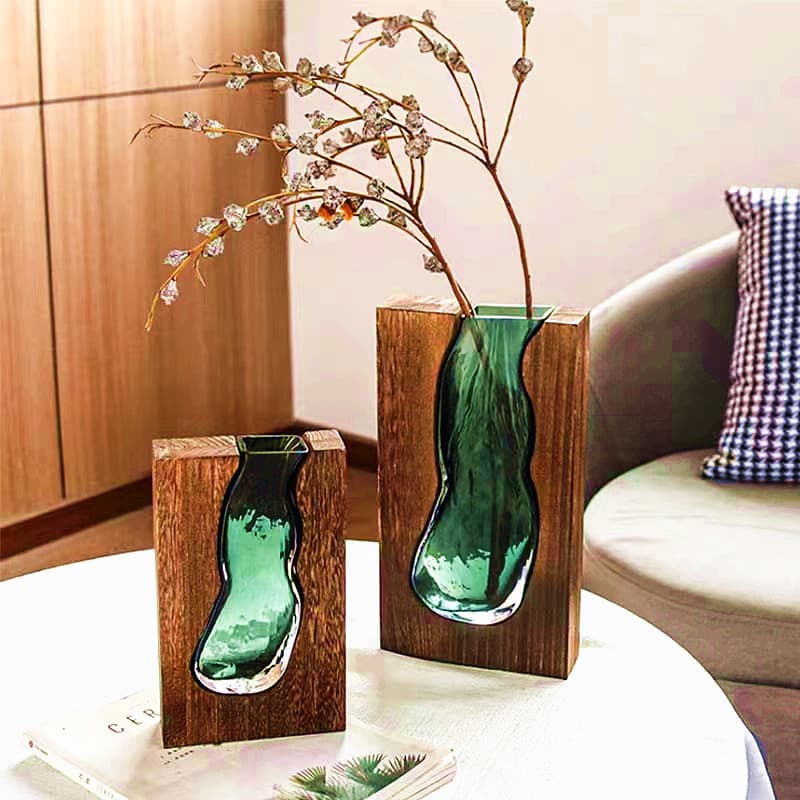 New Chinese Style Glass Vase Wholesale Decorative Home Living Room Entryway Hydroponic Flower Vase High-End Soft Decor
