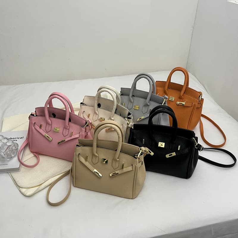 Cross-border Premium Platinum Handbag for Women Autumn Winter Fashion Square Tote Large Capacity Commuter Shoulder Crossbody Kelly Bag