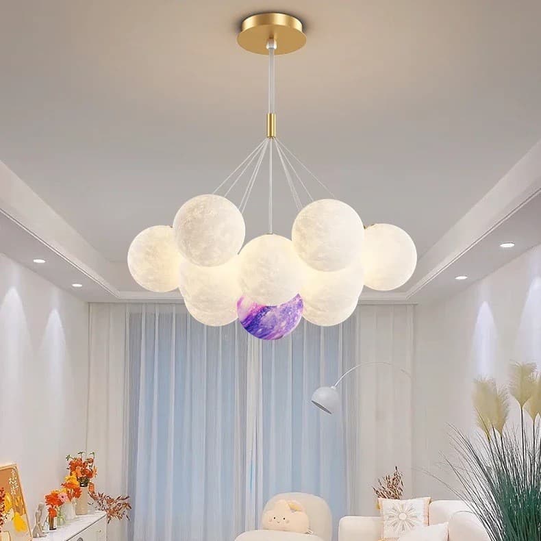 Moon Lamp Boy Dream Children's Room Lamp Creative Personality Restaurant Chandelier Bubble Ball Internet Celebrity Bedroom Zhongshan Lamp