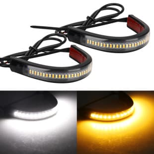 Motorcycle LED Turn Signal White Yellow Dual Color Front Fork Light Strip Motorcycle Ring Turn Signal Warning Light