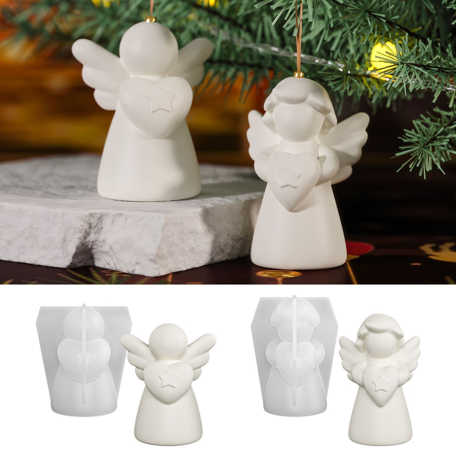 Yixing DIY Wings Angel Resin Mold Cute Angel Girl Figurine Pendant Plaster Silicone Mold