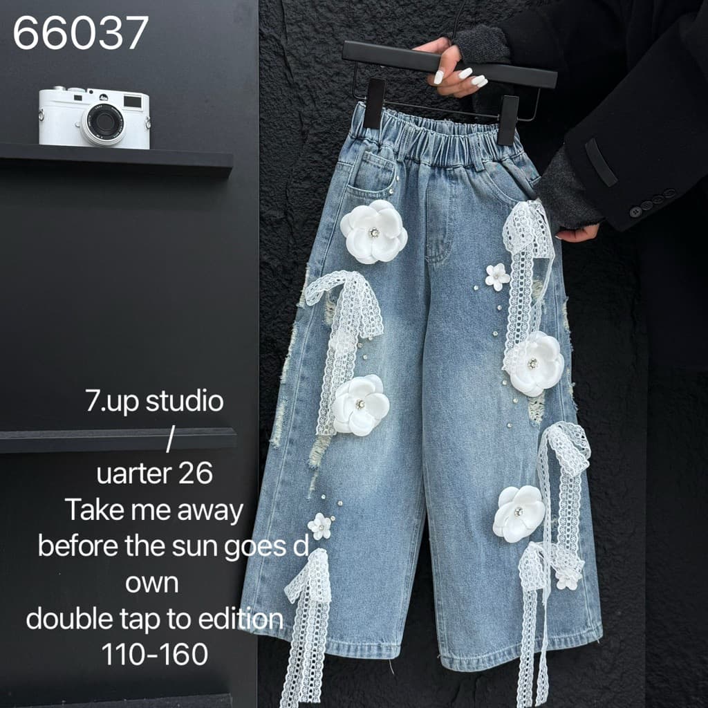 2026 New Spring/Summer Girls Big Kid Wide-Leg Denim Jeans, Korean Style Baby Girl Pants, Kids Denim Jeans Spring