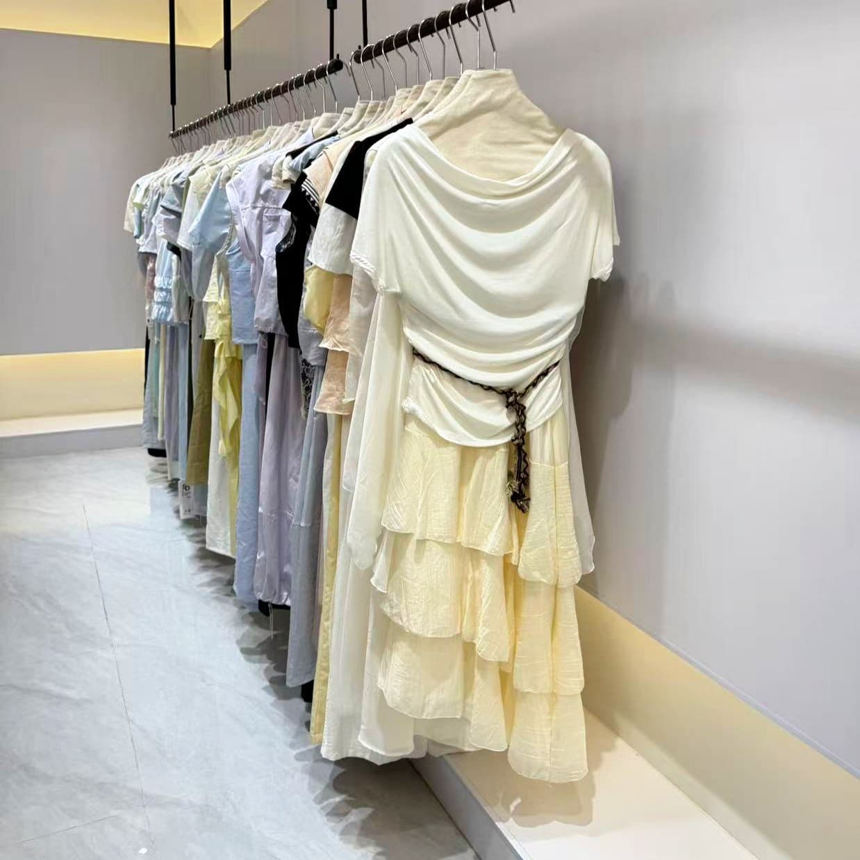 Beautiful Cake Dress Set, Trendy New Long Skirt Two-Piece Set Women's Short Sleeve Summer Elegant