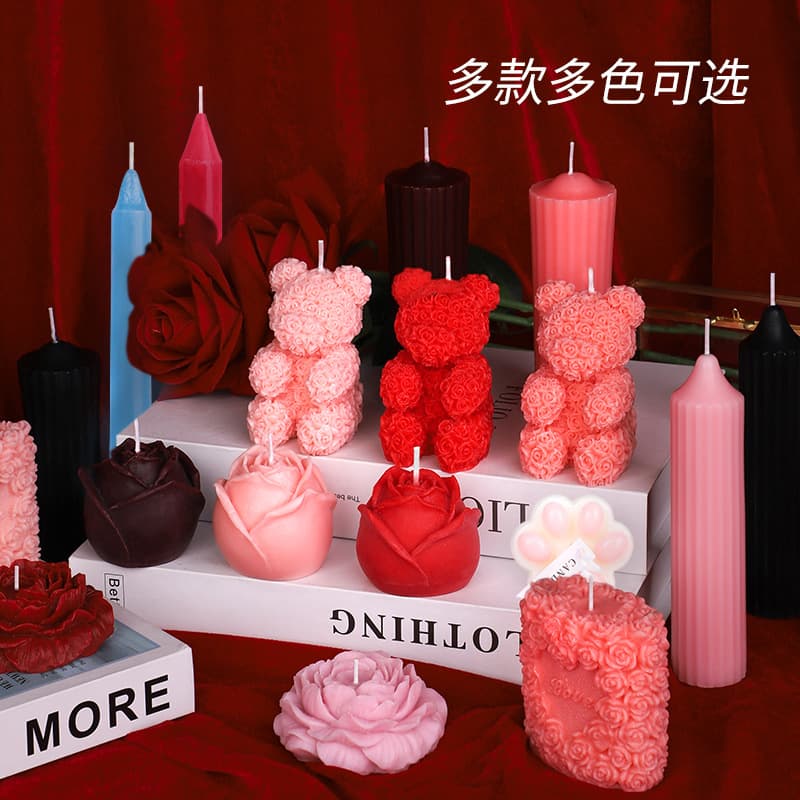 Peony low-temperature candle, 48-degree soy wax dripping wax, cat claw bear candle, no harm to the skin, one-piece drop shipping