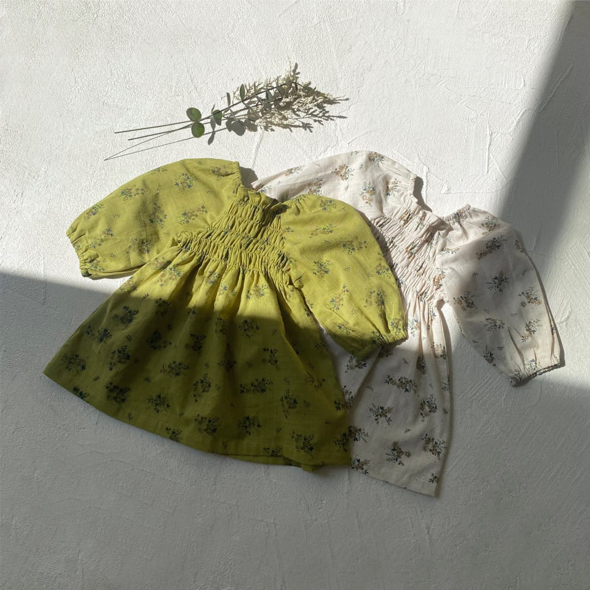 Spring Korean children's clothing for girls, forest style pure cotton small floral dress, baby girl floral long dress