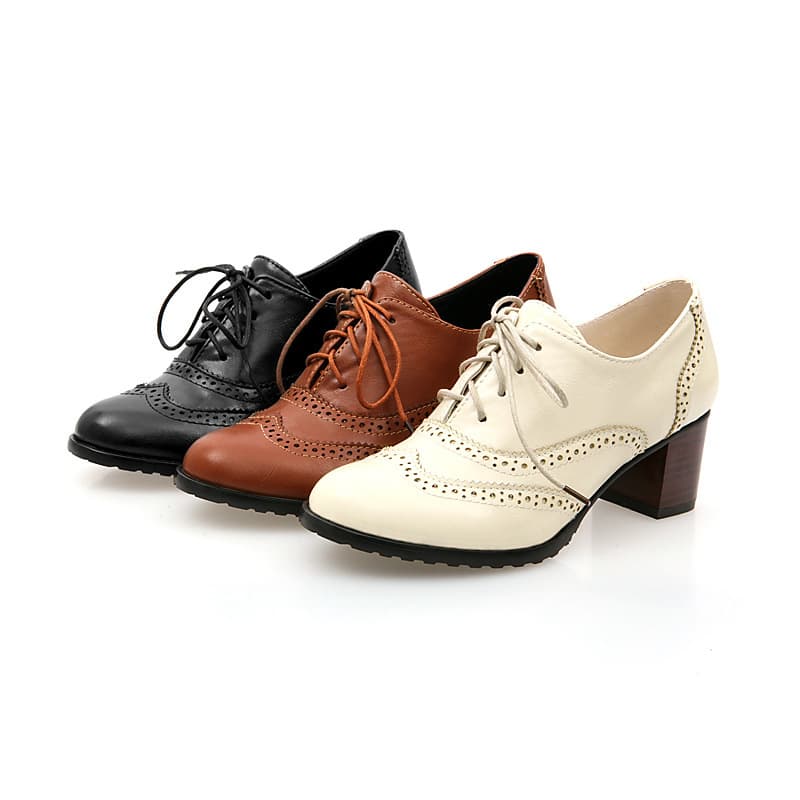 Baroque Mid-Heel Ankle Boots, Export Large Sizes 40-43, Perennial Production Front Lace-Up Vintage Women's Shoes