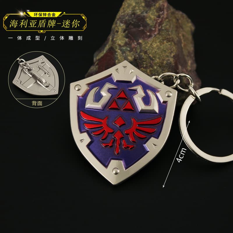 Legend of Zelda Peripherals Tears of the Kingdom Mini Link Hylia Shield Metal Toy Keychain Pendant