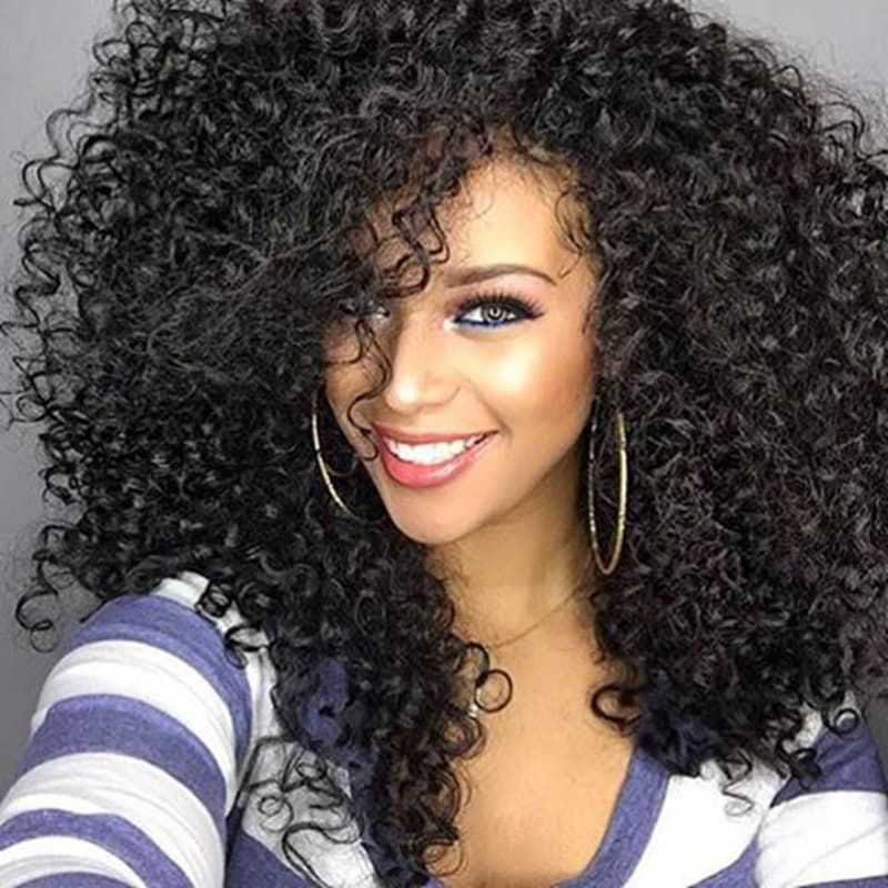 Synthetic Wig Long Curly Wig for European and American Women Black Wigs Middle Part Wig Women Synthetic Hair Cap