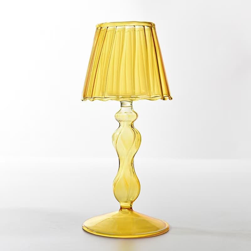 European-style Transparent Glass Table Lamp Shaped Candle Holder, Tall Striped Candle Holder, Wedding Home Creative Decoration