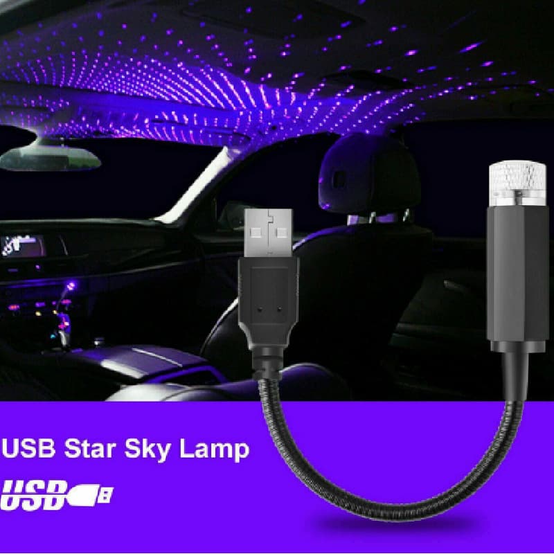 Car Ambient Light USB Plug-in Auto Decorative Atmosphere Light Modified Car Mood Light Purple Blue Ceiling Light