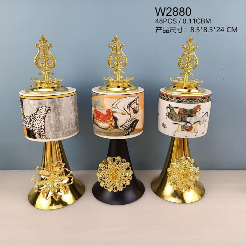Gold Electroplated Small Ceramic Incense Burner Arabic Aromatherapy Burner Decorative Ornaments Middle Eastern Home Incense Burner