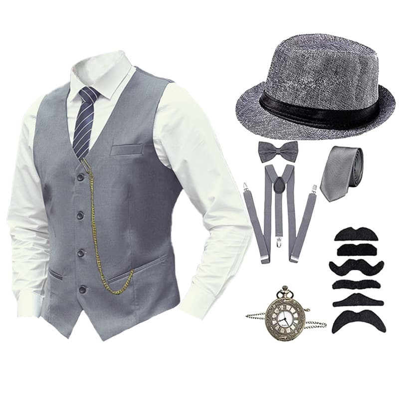 Foreign trade best-selling plus-size men's retro vest, medieval style, Amazon 1920s set, Gatsby ball props
