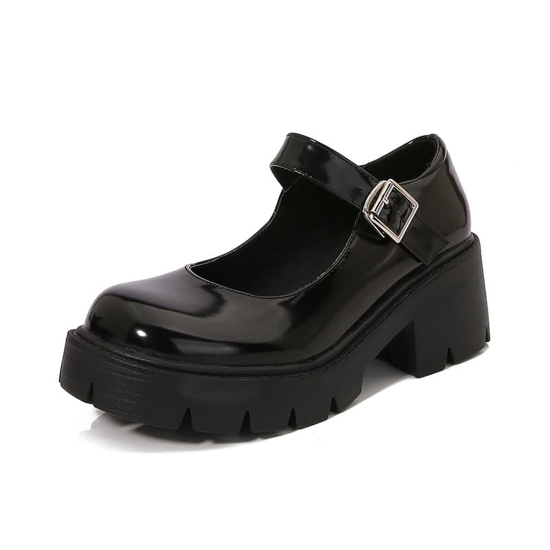 2023 New Summer Chunky Heel Leather Shoes for Women, Japanese JK Uniform Match Black Stockings Thick Sole Mary Jane High Heel Shoes