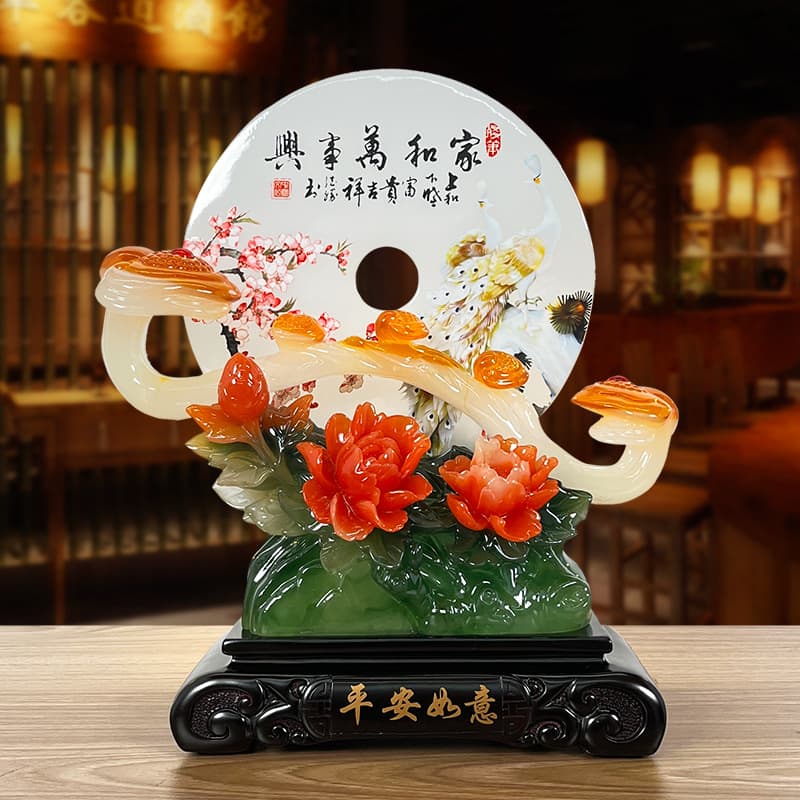 Harmony in the home brings prosperity in all things. Auspicious and safe buckle, Chinese style decoration for living room, entryway, TV cabinet, wine cabinet, business opening.