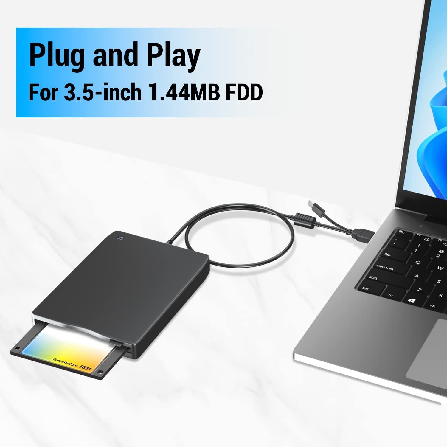 3.5-inch external floppy drive, computer external portable floppy drive, laptop USB dual interface floppy disk drive, 1.44MB