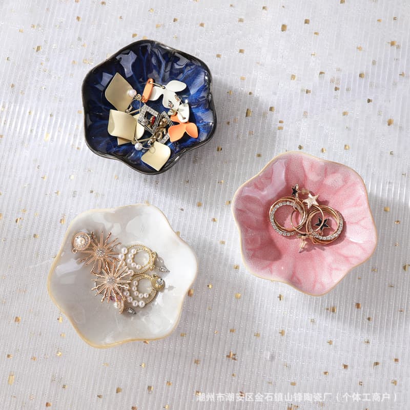 Instagram-famous ceramic plate for jewelry display and photo props, Japanese-style kiln-transmutation glaze sushi sauce dish