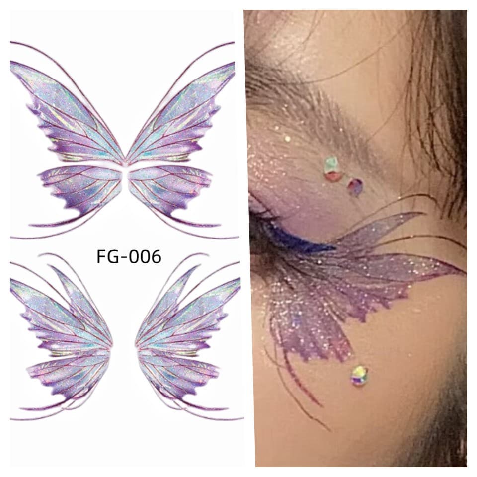 Glitter Gradient Butterfly Wing Tattoo Eye Corner Face Sticker Children's Eye Makeup DIY Sticker Fish Scale Performance Catwalk