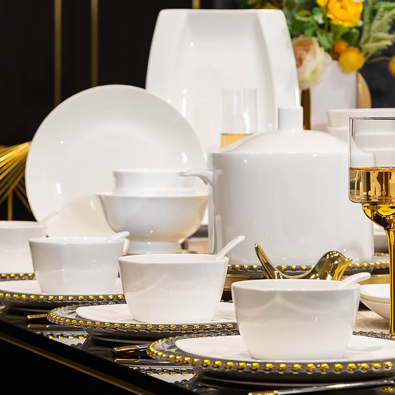Jingdezhen Ceramic Bowl and Plate Set Household Underglaze Tableware Bowl Plate Chopsticks Combination Customizable Wholesale Factory Direct