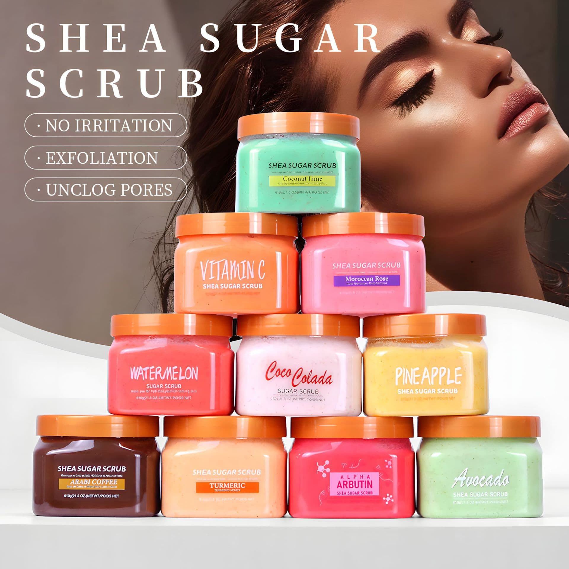 Shea Sugar and Salt Scrub gently exfoliates dead skin, softens chicken skin, moisturizes and smooths, gentle bath salt