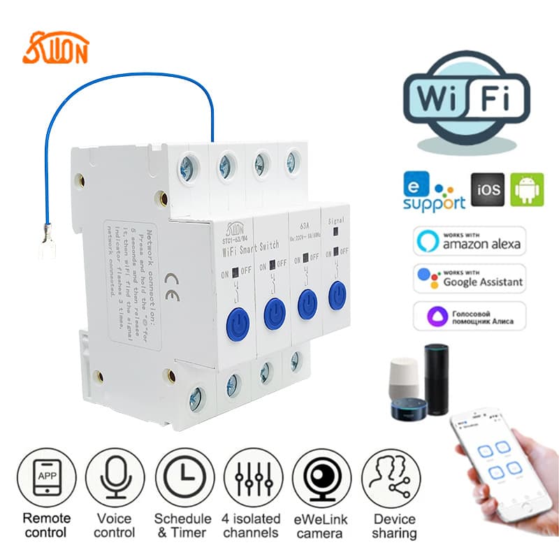 WiFi Smart Circuit Breaker, eWeLink Mobile Remote Control, Multi-Channel Timing Delay Power Switch, Export Supply