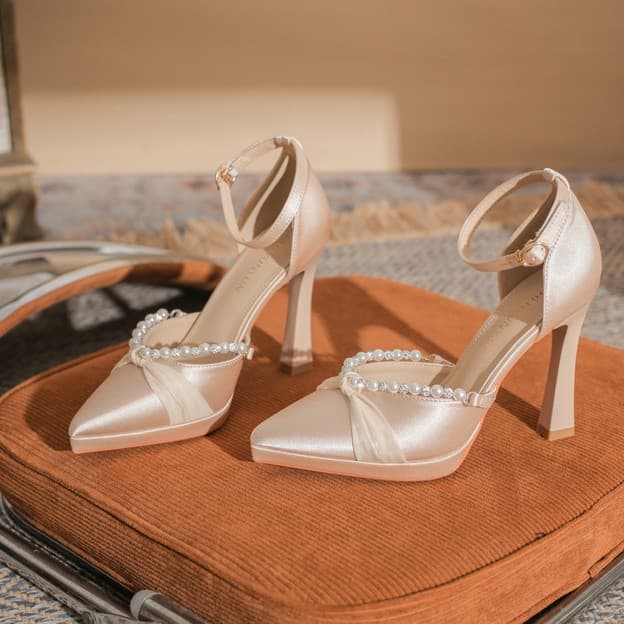 Sheepskin Version ~ Mary Jane Shoes Spring and Summer New Style Pointed Toe Chunky Heel Fairy Style Closed Toe Sandals and Flats for Women