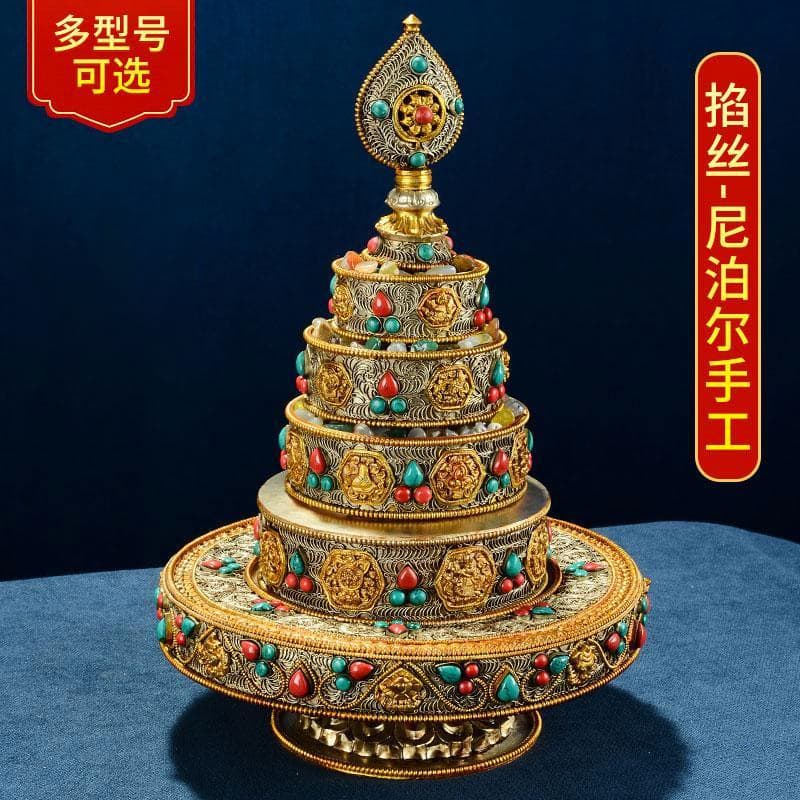Nepal handmade mandala plate ornaments indoor household copper filigree mancha compass gem inlaid mandala plate