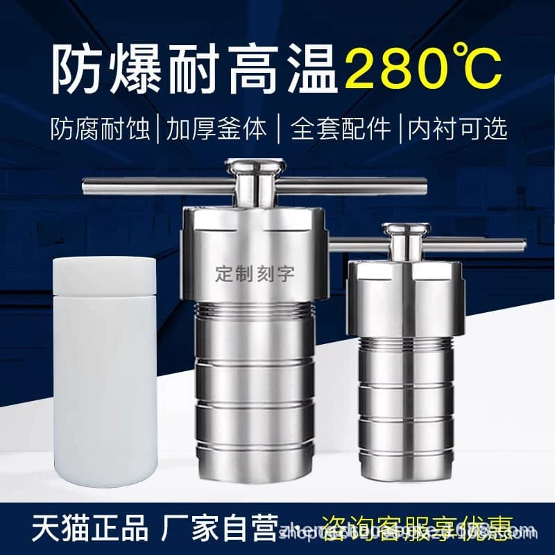Stainless Steel Hydrothermal Synthesis Reactor, Digestion Tank, Hydrothermal Autoclave, 25ml with PTFE Liner Set
