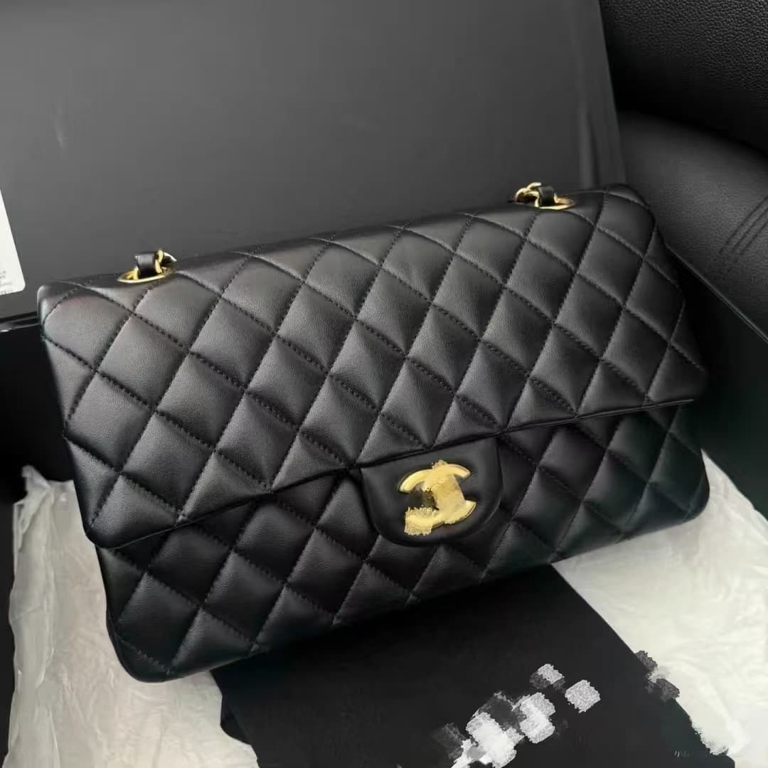 25c Classic CF Caviar Genuine Leather Bag Underarm Diamond Quilted Chain Shoulder Crossbody Flap Bag Lychee Texture Square Bag Women