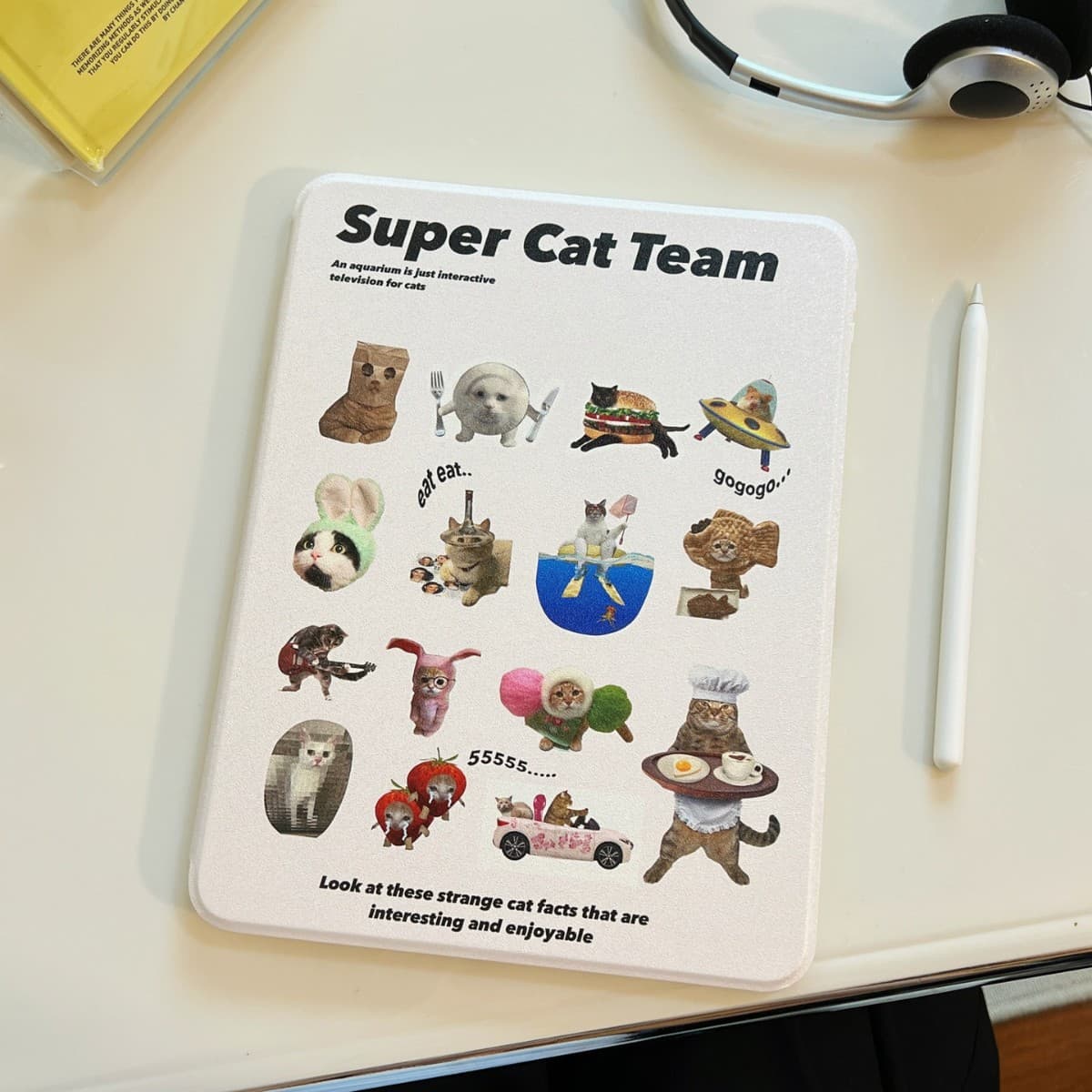 Suitable for ipadpro 11-inch kitten emoticon tablet protective case iPad 6/7/8/9 Apple mini protective case