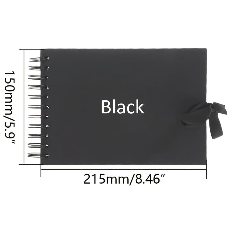 Cross-Border Hot Selling A5 Black Cardboard Inner Pages Photo Album DIY Bow Ribbon Coil Scrapbook Ready Stock Wholesale