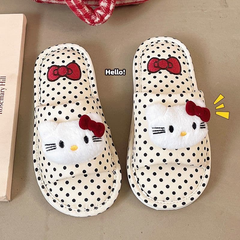 Spring and Autumn Home Slippers, Cute Spotted All-Season Linen Slippers for Women, Non-Slip, Sweat-Absorbent, Soft-Soled, Silent Home Linen Slippers