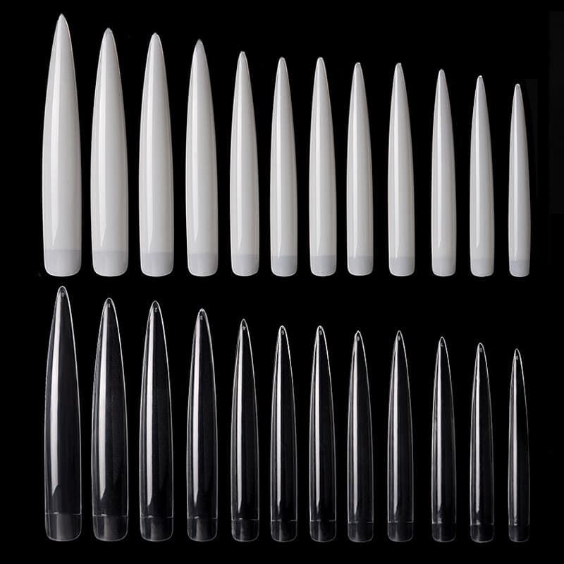 Transparent Long Stiletto Nail Tips 120PCS Nail Art Supplies Wholesale Salon Art Stiletto Tips Square 100PCS Set
