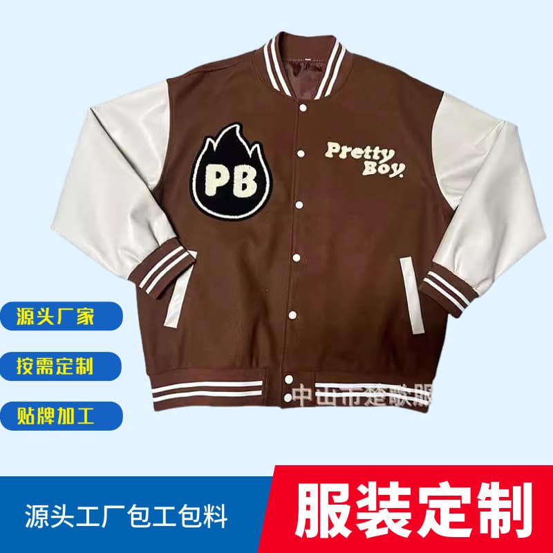 Factory Custom Wool + PU Leather Sleeve Quilted Personalized Baseball Jacket Ins School Commemorative Uniform with Name and Number