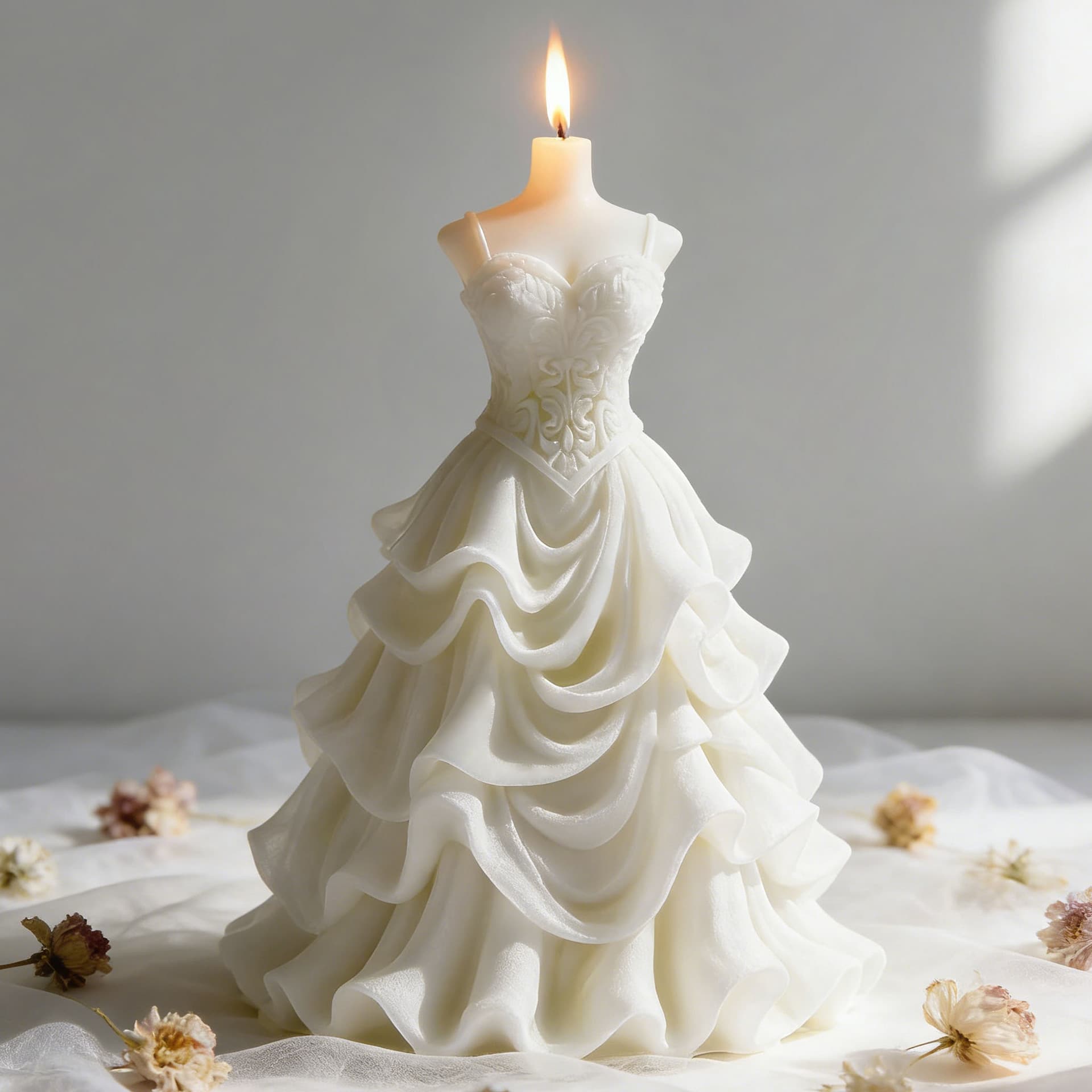 Shiyue Soy Wax Scented Candle, Smoke-Free, Wedding Dress Shape, DIY Decoration, Atmosphere, Party Favor