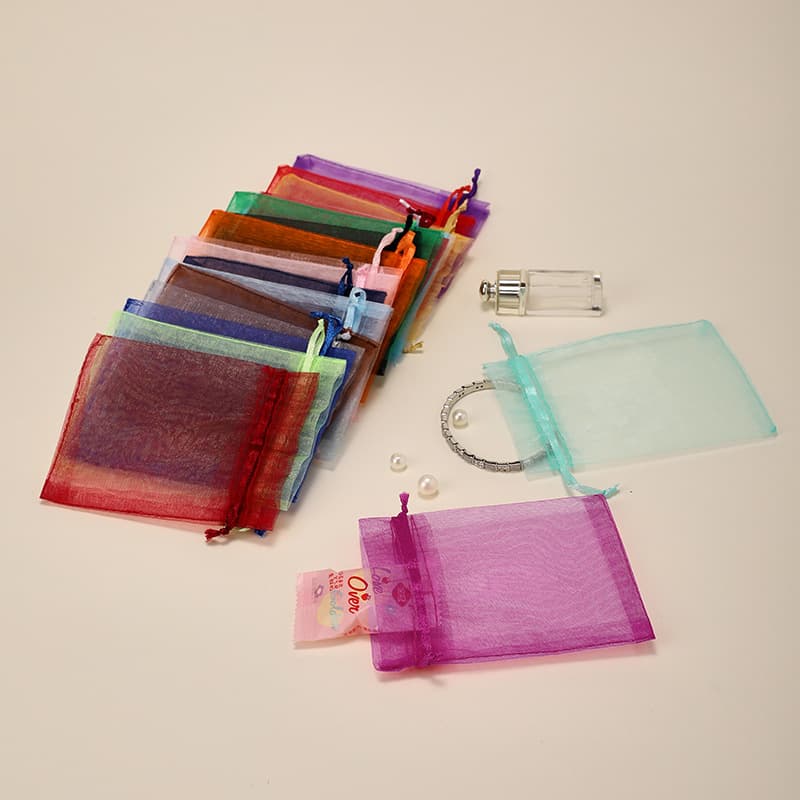 In-Stock Wholesale Candy-Colored Organza Drawstring Pouches Jewelry Packaging Mesh Bags