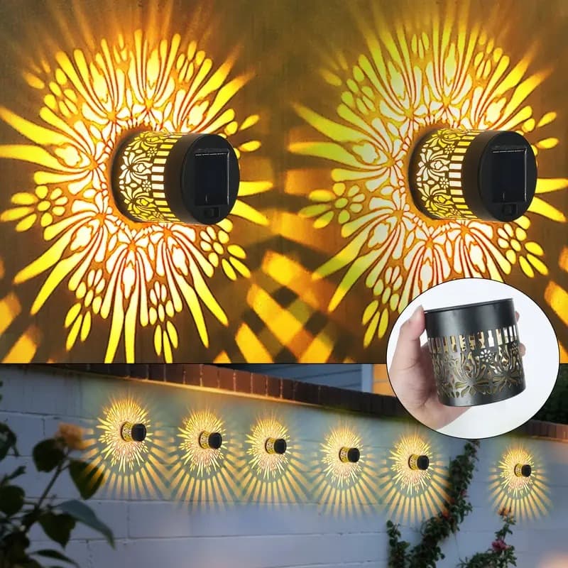 Cross-border Amazon Solar Mandala Sunflower Sunflower Wall Lamp Outdoor Garden Decoration Landscape Wall Lamp