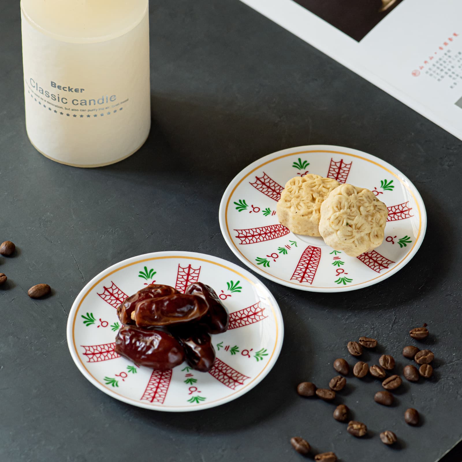 Festive Date Ceramic Dessert Plate Tea Room Flower Tea Restaurant Snack Plate Home Breakfast Plate Small Ceramic Dish