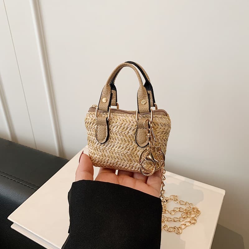 Straw handbag women's 2026 spring new forest style ins pastoral style Japanese style small square bag linen woven bag
