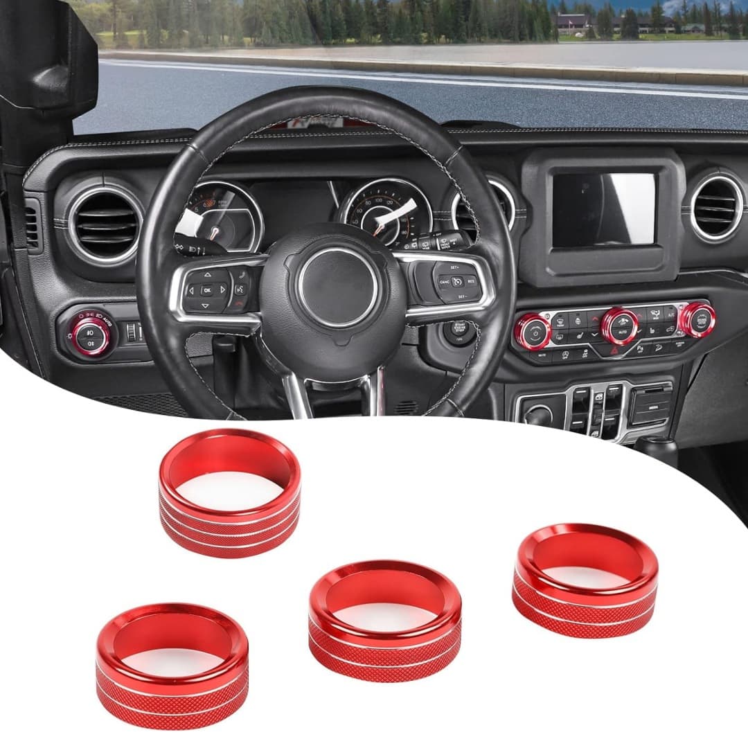 Suitable for 18-22 Jeep Wrangler JL/JLU Air Conditioning Ring Switch CD Button Knob Decoration Ring Cover Modification