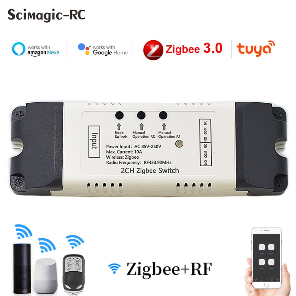 Smart Switch Module 220V Zigbee App Timed Control Graffiti Brand 2CH Intelligent Switching Device for Home Automation