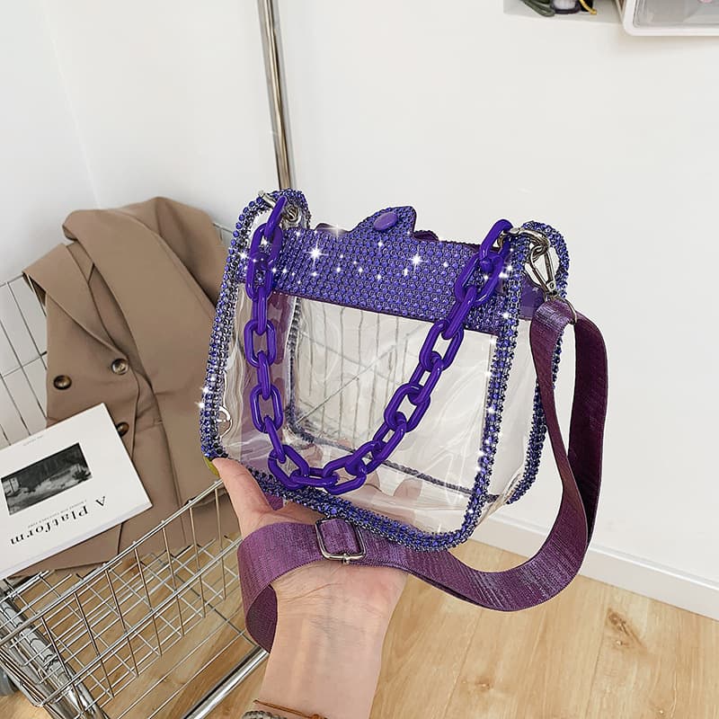 Stylish Transparent Trendy Fashion Chain Bag PVC Bag Trendy Shoulder Bag Girls New Women's Bag Popular Handbag 2023