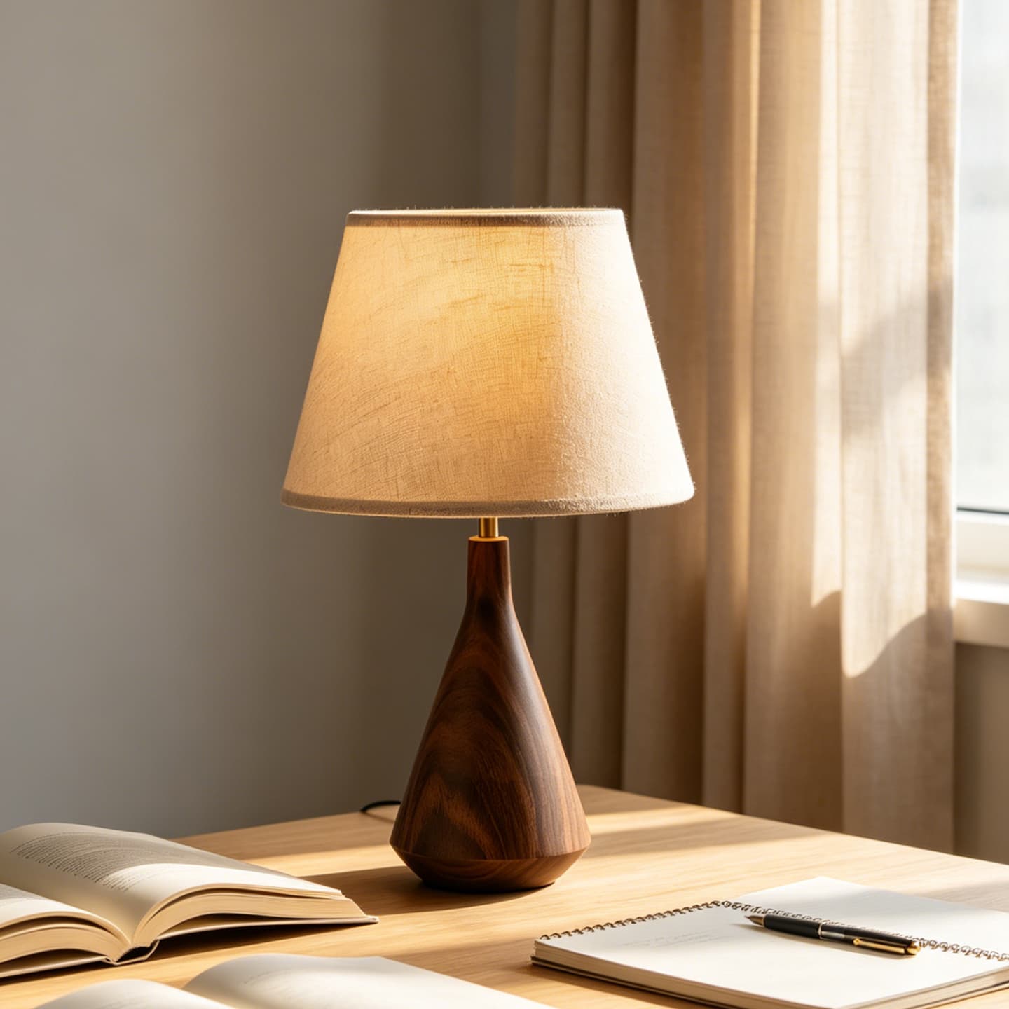 Vintage Wabi-Sabi Style Table Lamp, Solid Wood Bedside Lamp for Bedroom, Designer Study and Entryway Ambient Light