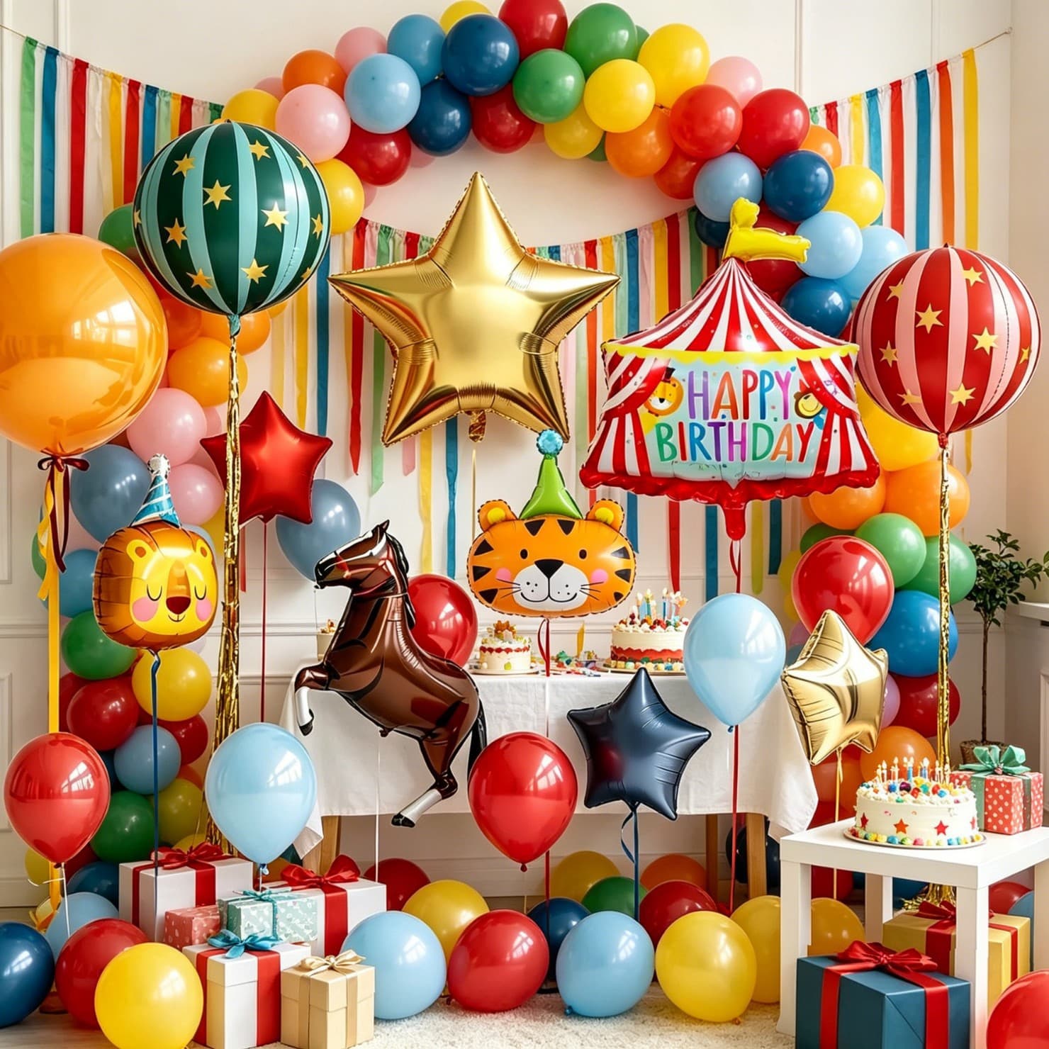 Wholesale Birthday Balloon Set Decoration Cartoon Kids Baby First Birthday Party Scene Setup
