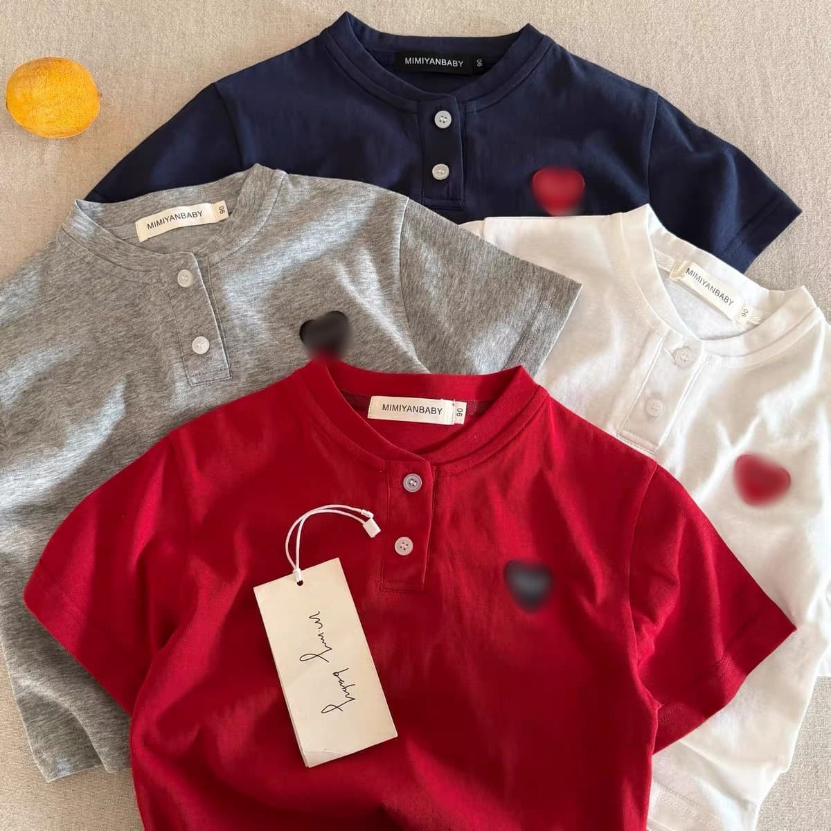 Little Bear Kids Short Sleeve 26 Summer Boys Japanese Style Trendy Brand Heart Polo Shirt Baby Toddler Stylish Cotton T-Shirt