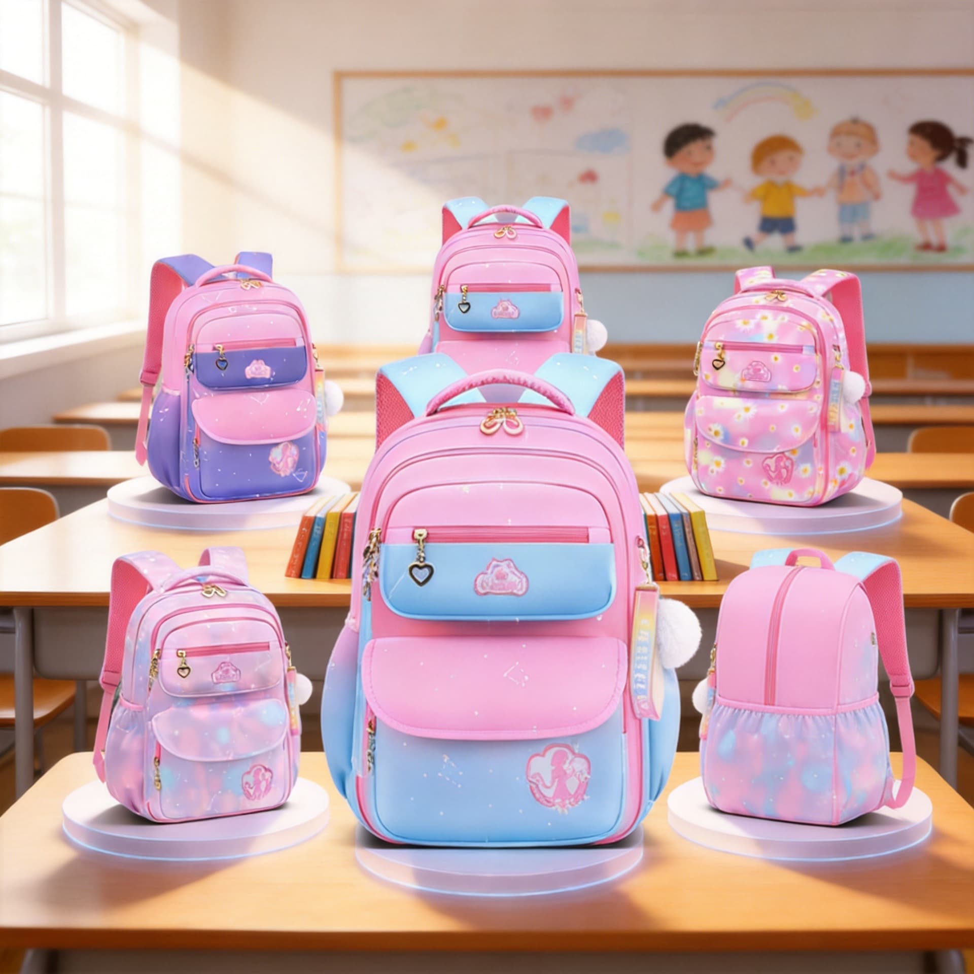 Refrigerator test opening primary school bag gradient children's wholesale girls ultra-light large capacity load-reducing spine protection backpack
