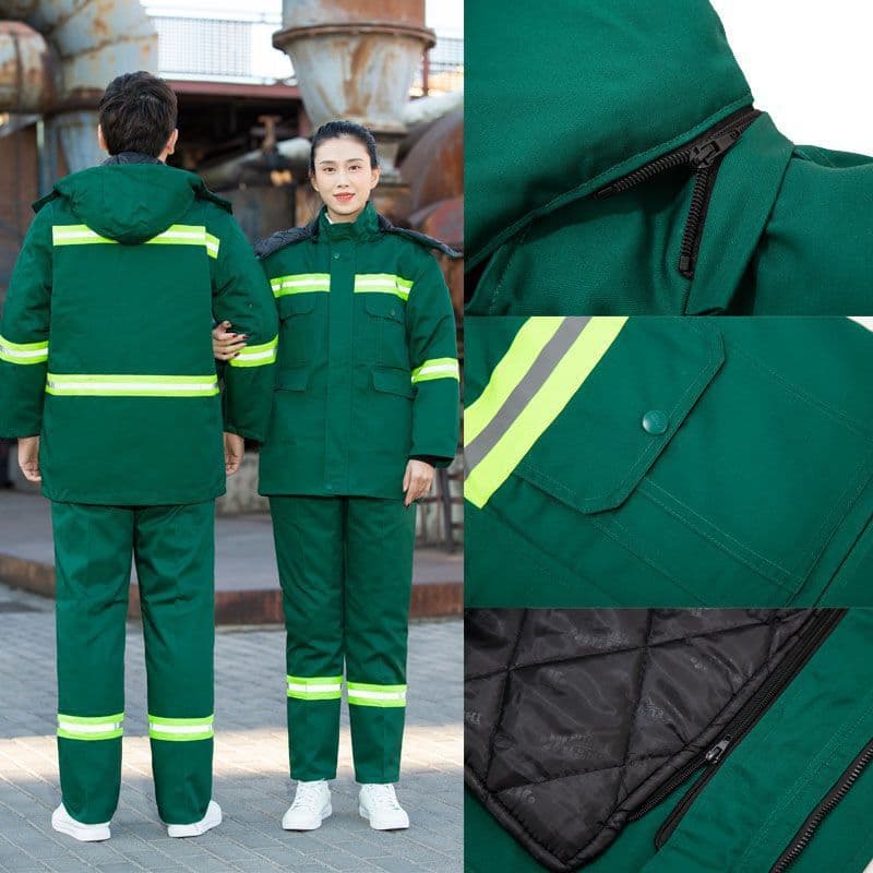 Winter Sanitation Workwear Cotton Jacket Cleaning Thickened Reflective Work Clothes Garden Greening Labor Protection Cotton Padded Coat