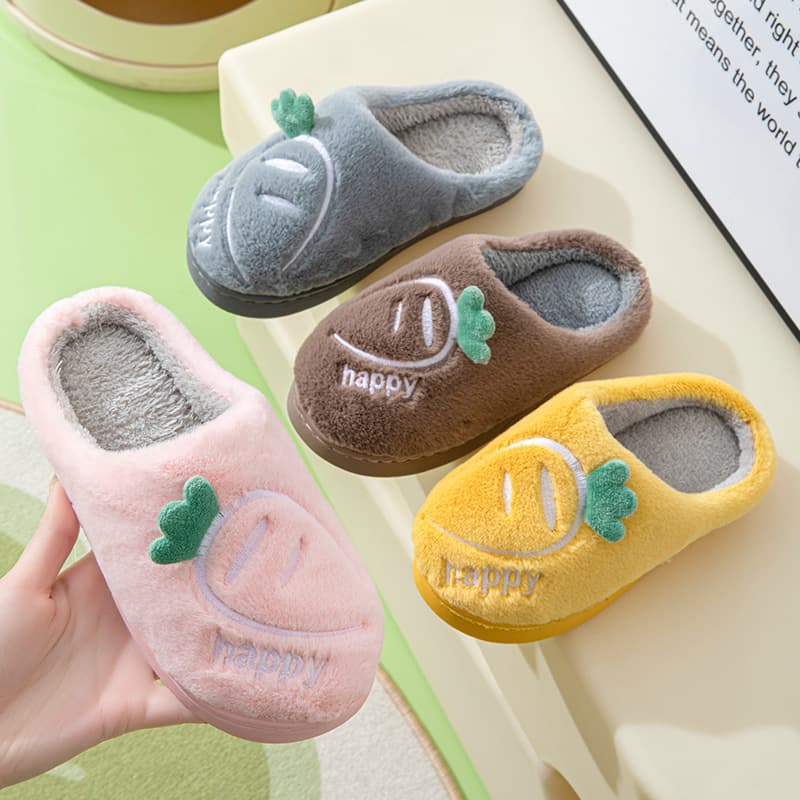 Children's Carrot Slippers, Autumn and Winter Cotton Slippers for Boys and Girls, Baby Warm Home Plush One-Piece Delivery