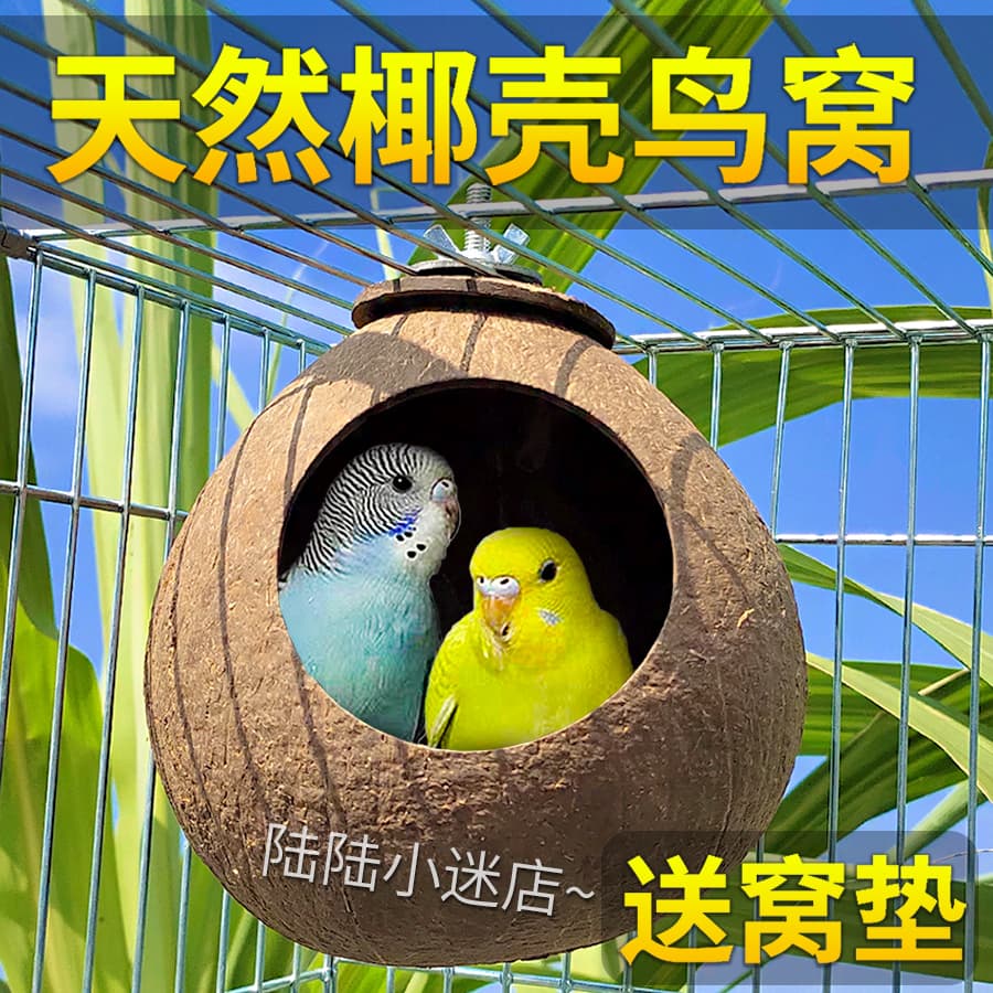 Coconut shell bird's nest tiger peony blackbird parrot bird's nest pet warm bird toys supplies